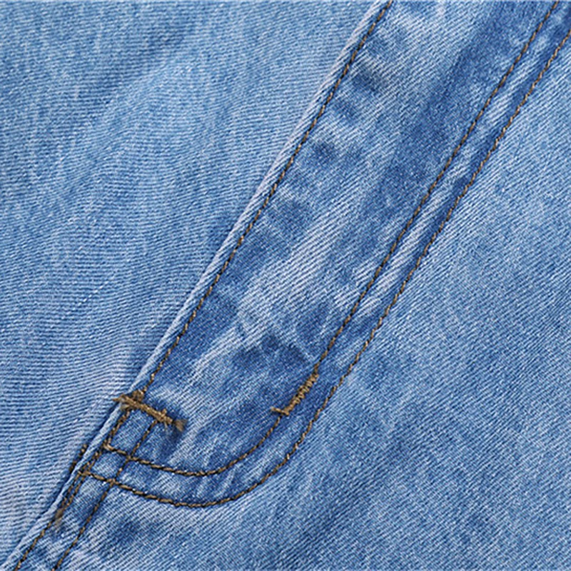 2021 New 100% Cotton Summer Thin Cool Men Jeans Baggy Blue Trousers Cotton Casual Male High Waist Washed Denim Pants 4