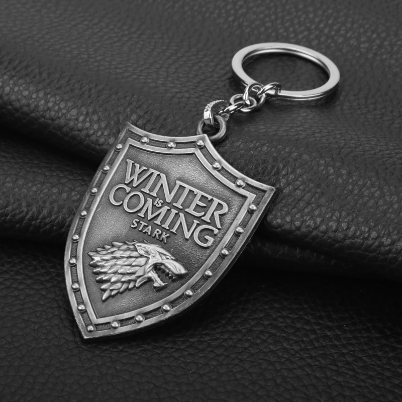 Movie Keychain House-Stark-Of-Winterfell Wolf Badge Sign Pendant Keyring Key Holder Jewelry Fine Cosplay Props Gift For Friends anime keychain game keychain mini sword keychain anime keychain pendant