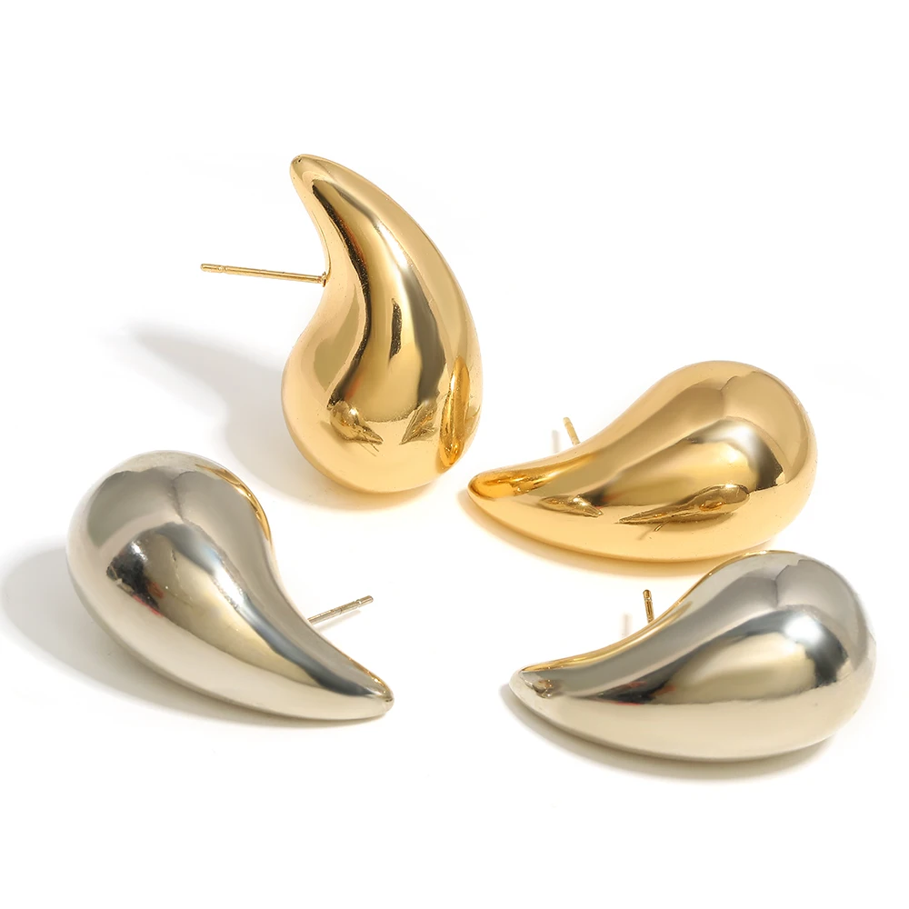 Greatera Trendy Gold Silver Color Smooth Metal Waterdrop Orecchini Per Le Donne Chunky Dupes Orecchini A Goccia Gioielli Di Dichiarazione