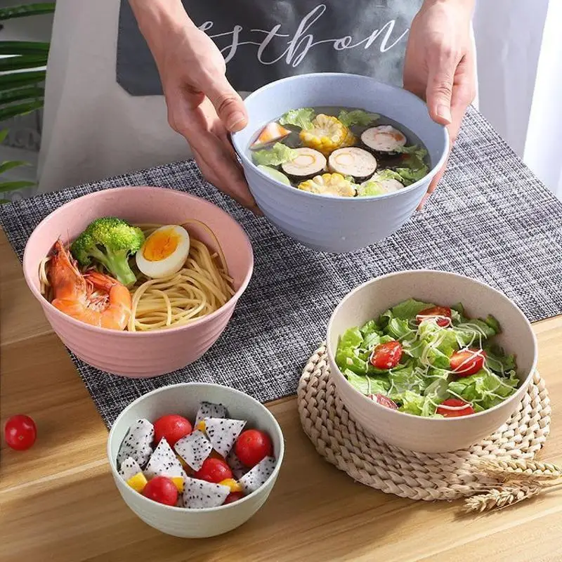Children's Bowl Sustainable Wheat Straw Tableware Kids And Family Ramen Soup Breakfast Cereal Salad Food Container Bowls Sets