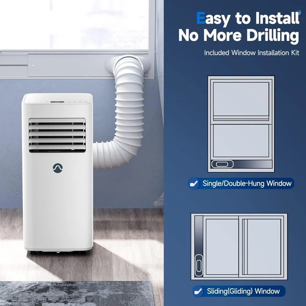 Portable Air Conditioners, 3-in-1 AC Unit, Dehumidifier & Fan with Digital Display, Remote Control, Window Installation Kit