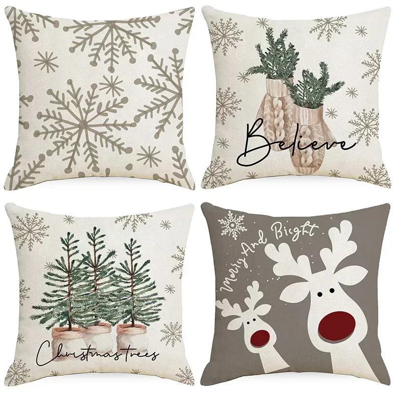 

2023 New Christmas Decoration Cute Fashion Cartoon Snow Pillow Case Print Home Cushion Sofa Pillow Covers Decorative Cushion