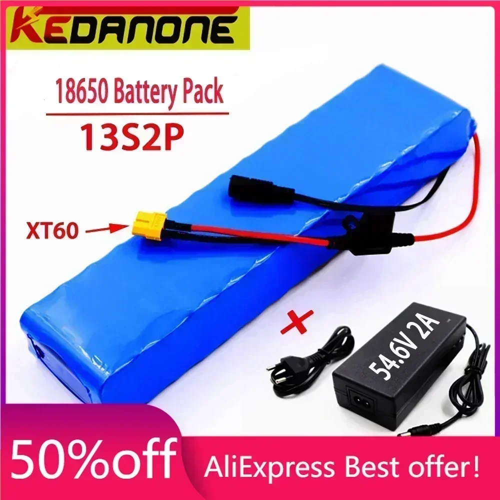 

For Electric Bike 48v 20Ah 28Ah 40Ah 58Ah18650 Li-ion Battery Pack 13S2P Bike Conversion Kit Bafang 1000w and 54.6V 2A Charging