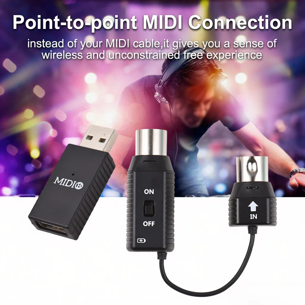 M-VAVE MS1 Mini Wireless Transmission System MIDI System MIDI Wireless Adapter Plug and Play Support for Devices with Inter