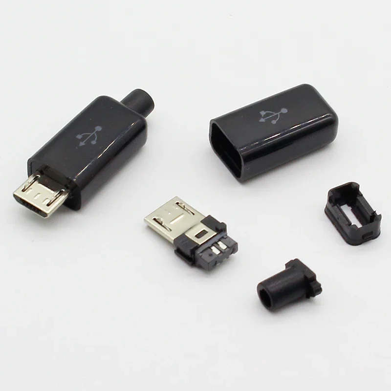 Micro usb connector 10pcs Micro USB 5PIN Welding Type Male Plug Connectors Charger 5P USB Tail Charging Socket 4 in 1 White Black