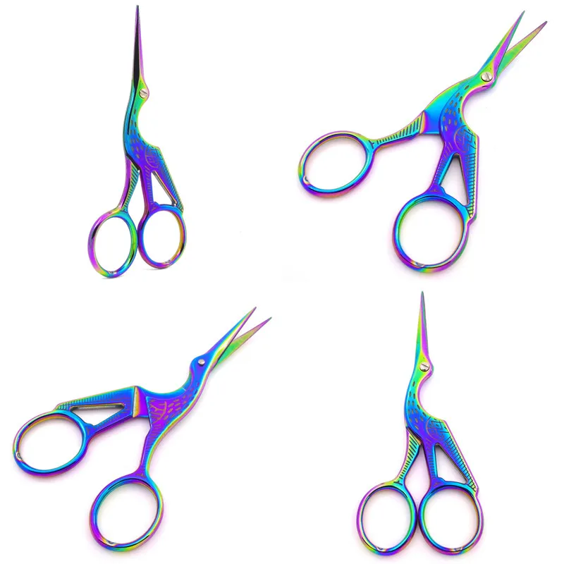 Color Printing Stainless Steel Antique Scissors for Sewing Exquisite Vintage Stork Scissors DIY Sewing Tools Needlework sewing scissors