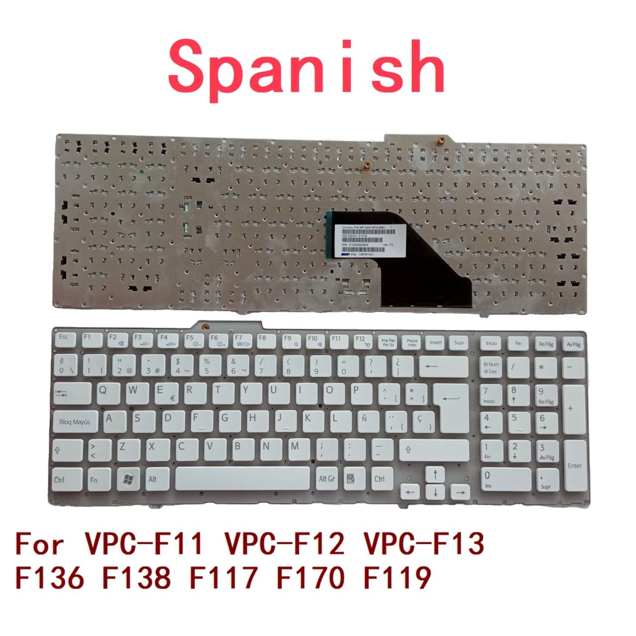Новая испанская клавиатура для ноутбука Sony VPC-F11 VPC-F12 F136 F138 F117 F170 F119, замена для ноутбука
