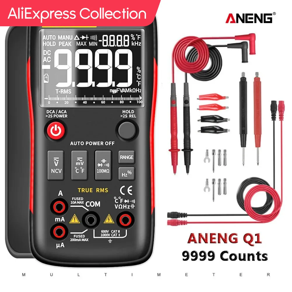 Aliexpress Collection Aneng Q1 Multimetro Digitale 9999 Tester Analogico True Rms Condensatore Professionale Multimetro Fai Da Te A Transistor
