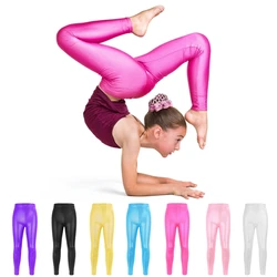 Girls Ballet Dance Pants Gymnastic Bright Bronzing Leggings  High Elastic Breathable Tight Leggings Skinny Pants For Costume