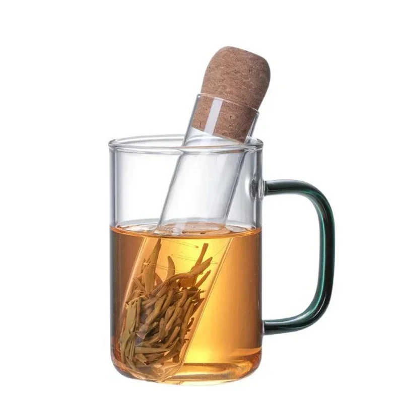 Glass Tea Infuser Empty Bottle Mini Transparent Tea Strainer Cork Glass Bottle Tube Brewing Test Tube Set Kitchen Tools