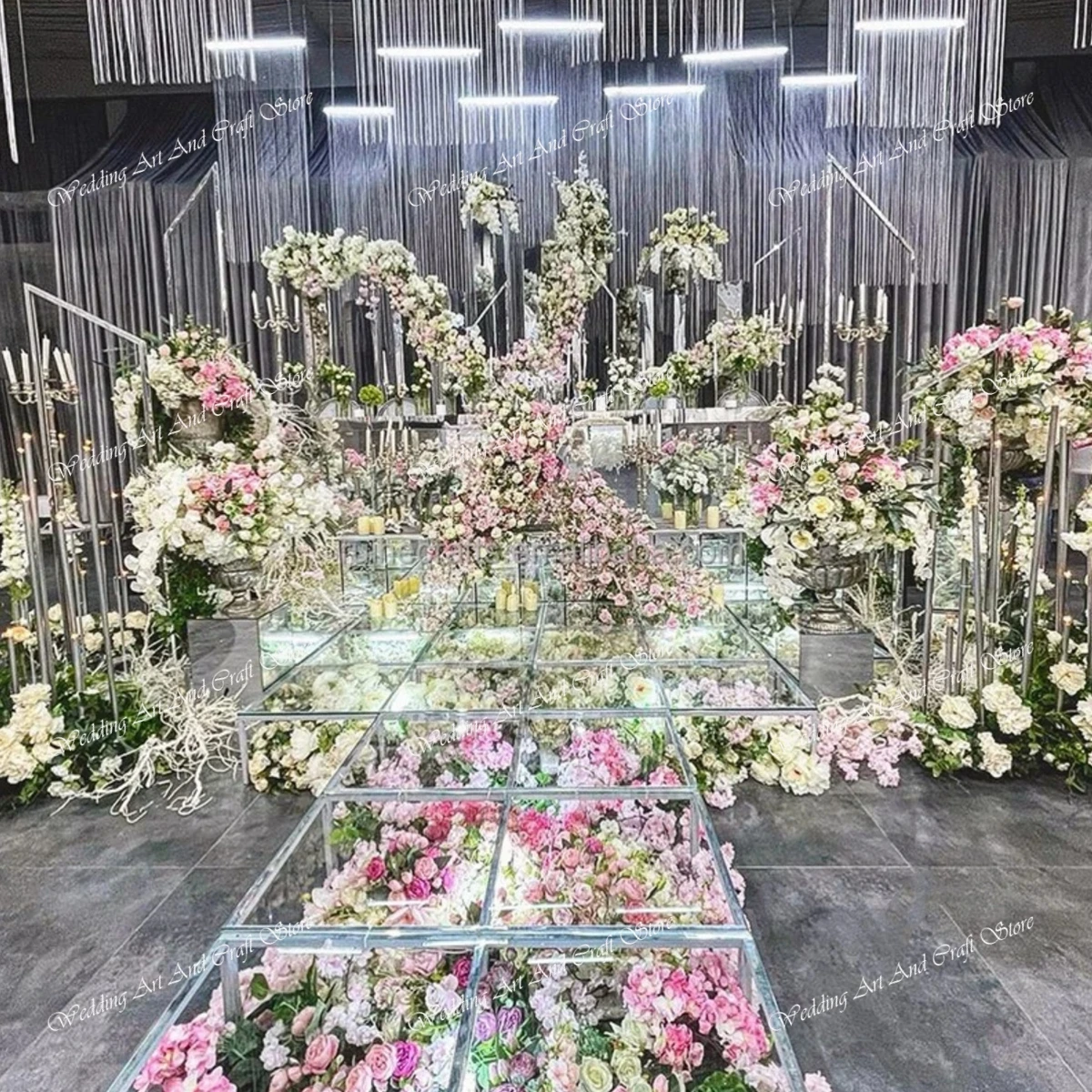10pcs）Weding Decor Party Dance Floor Stage Square Tempered not Glass Stage Platform Led Transparent Plexiglass not Glass