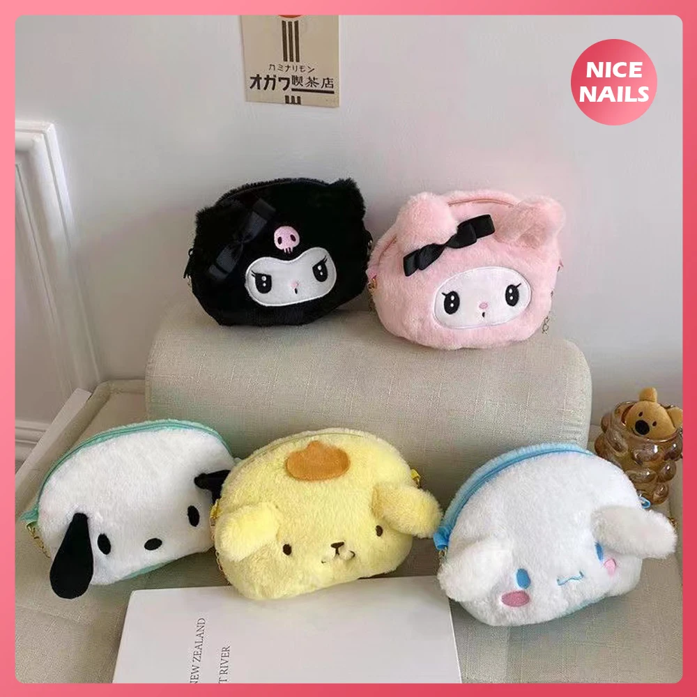 

2023New Autumn Winter Plush Chain Crossbody Bag Kawaii Sanriod Mymelody Kuromi Cinnamoroll Japanese Cute Shoulder Bag Makeup Bag