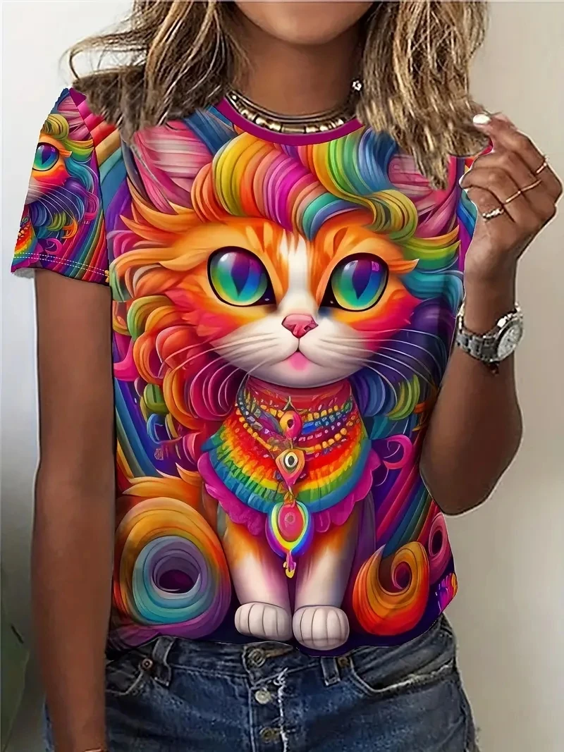 Wholesale Cheap Clothes Shirts & Blouses Summer 2025 Women's Clothing Sales Short Sleeve Camisetas 3D Print Cartoon T-shirts