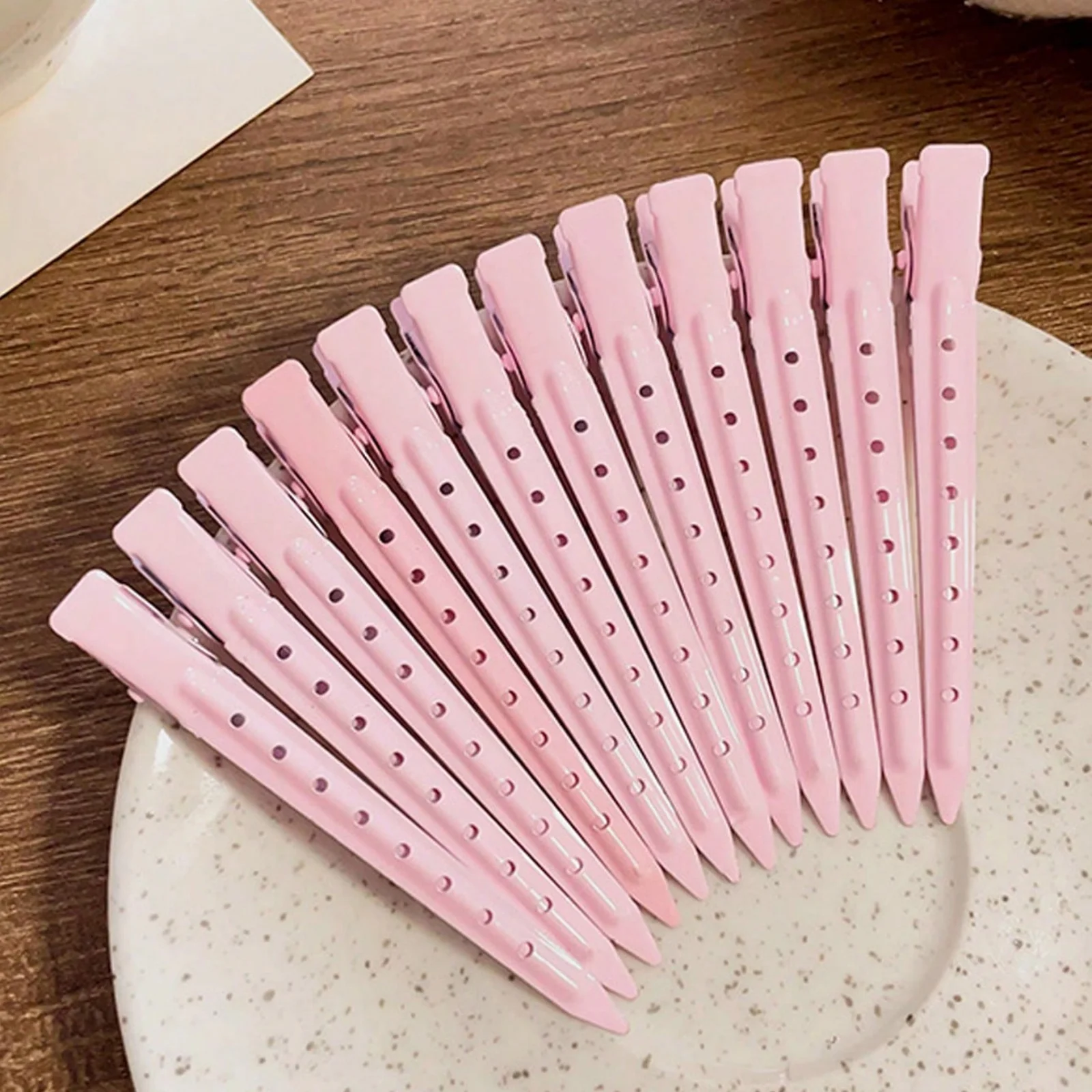 12 Stück modische, minimalistische, ausgehöhlte Metall-Haarspangen im Street-Style, rosa Legierungsmaterial, 9 cm / 3,54 Zoll, geeignet für Frauen