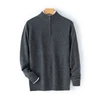Men's Winter Cashmere Sweater Medium Thick Half High Collar Half Zipper Classic Loose Sweater 100% Cashmere Knitted Top 1
