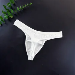 Men's Youth G - String Briefs with Large Pouch - Solid Color Bikini Underwear for Enhanced Comfort (White)