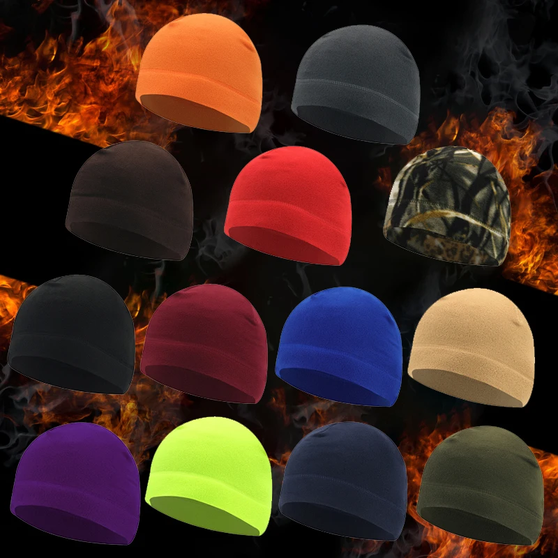 Men Winter Warm Fleece Fabric Hats Outdoor Windproof Hiking Accessories  Fishing Cycling Hunting Military Women Caps 1 Pc