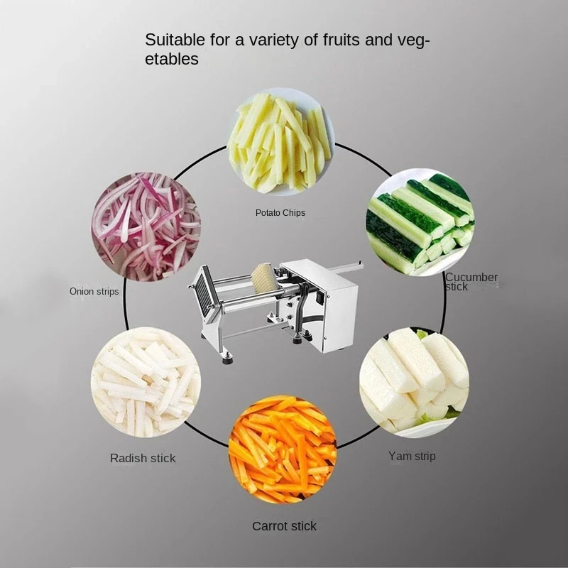 Description Picture 4 of item7/9/13mm Commercial Fries Cutter Electric Potato Cutters Stainless Steel French Fries Cutter Chip Carrot Slicer Kitchen Gadgets
