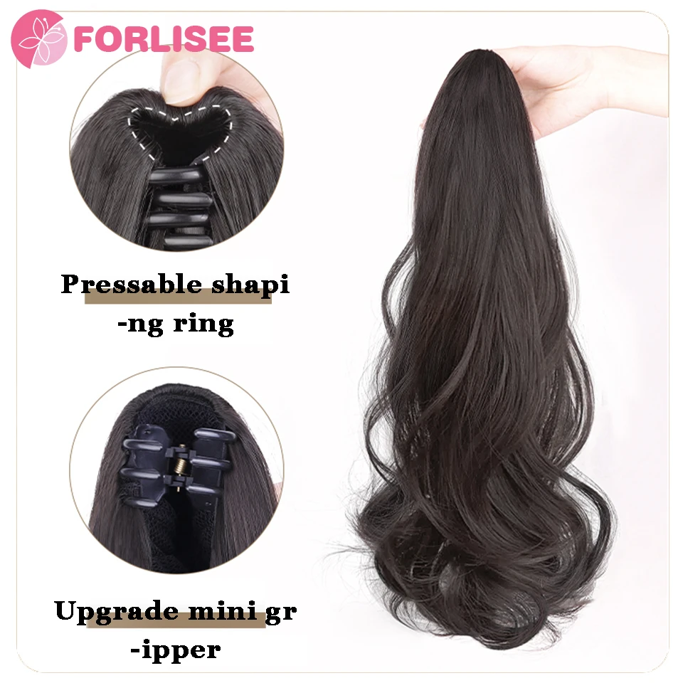 FORLISEE Synthetic Long Curly Hair Band With Grab Clip Ponytail Wig Curly Hair False Ponytail Fluffy Hair Can Be Braided