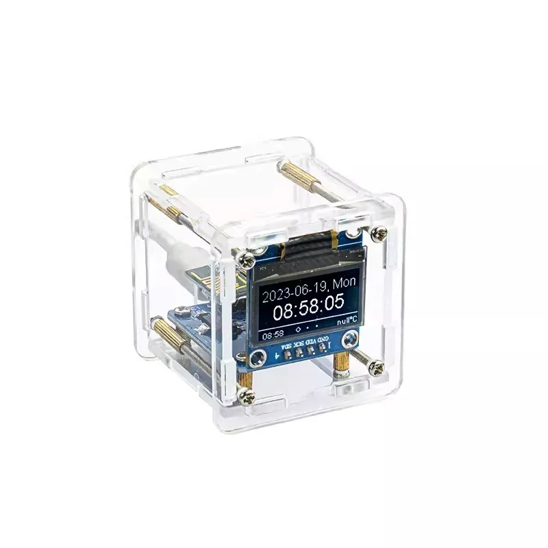 DC5V ESP8266 DIY electronic kit mini clock kit WIFI networked weather forecast OLED display and casing connection DIY welding oled display module