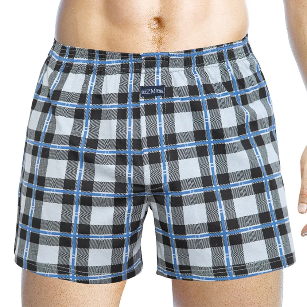

Sexy Man Loose Plaid Wide Leg Cotton Boxers Panties For Men Home Wear Underwear Boxer Shorts And Underpants Cotton Briefs