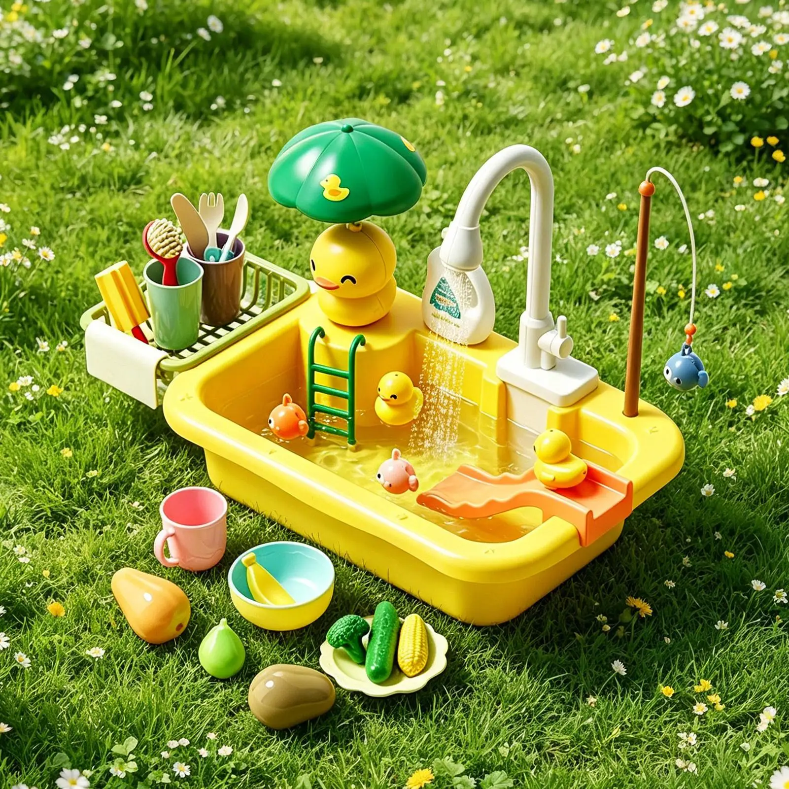 Wassertisch für Kinder mit Pumpe, Spielbecken, Pool für den Garten, sensorisches Spielzeug für Jungen, Mädchen und Vorschulkinder_voghion.com