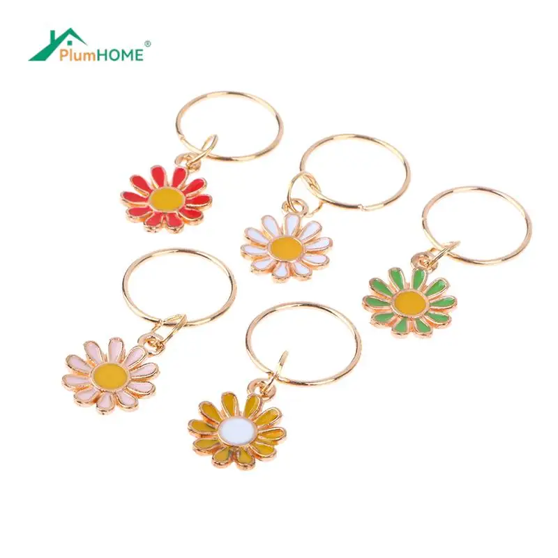 1Set Daisy Flower Enamel Knitting Stitch Markers Zinc Alloy Flower Pendant Multicolor For Knitting Tools DIY Findings