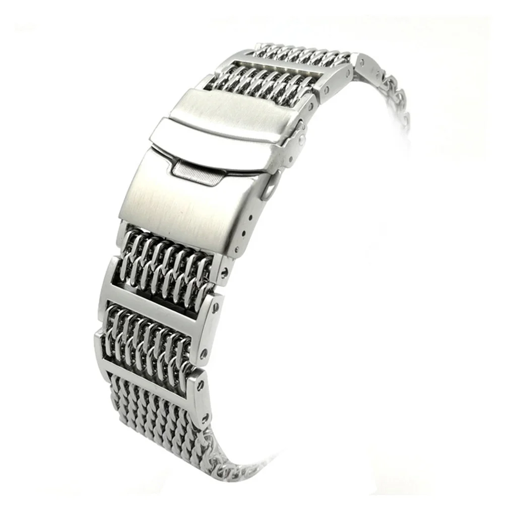 

22mm Stainless Steel Shark Mesh Watch Band Strap Wrist Bracelet Strap Replacement(Silver)