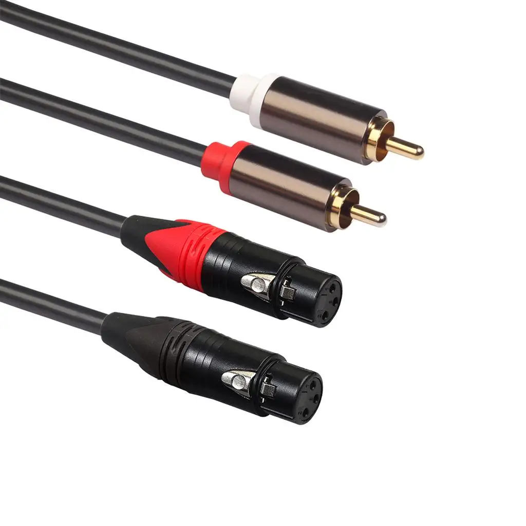 2pcs XLR Cable XLR Female Male 2 Female to 2 RCA Male Audio for Amplifier Mixer Microphone 5 Feet