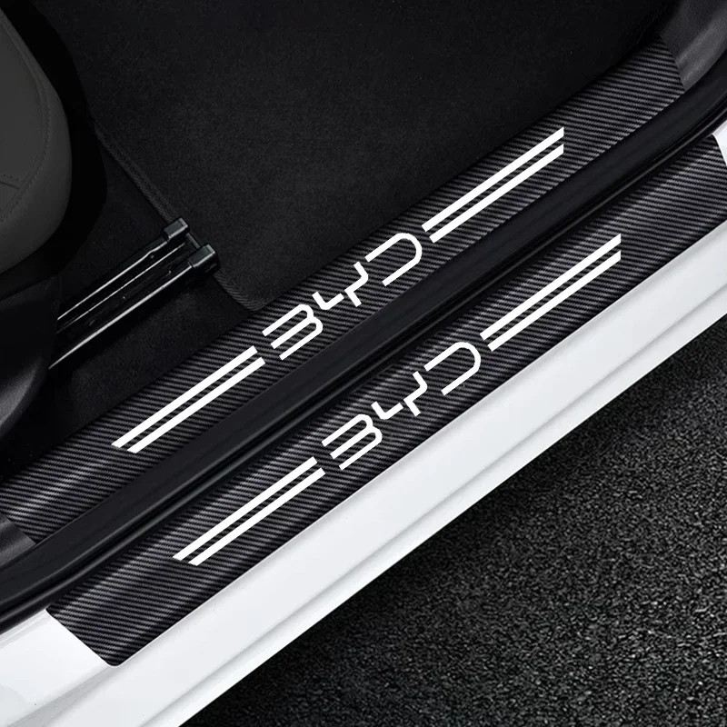 Carbon Fiber Car Door Sill Stickers Auto Door Threshold Protector Strip For BYD Seal Atto3 S2 S6 S7 Tang Accessories 2