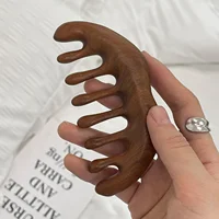 1Pc Natural Sandalwood Comb Wide Tooth Hair Comb Scraping Comb Scalp Massage Hair Comb Anti-static Hair Comb Suitable for All Hair Types - Image 3