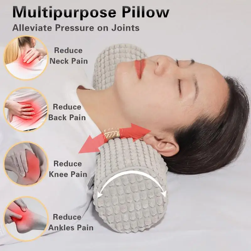 Neck Roll Pillow For Sleeping Roll Neck Support Pillow Cylinder Round Pillows With Removable Pillowcase For Home Work Area Yoga 3