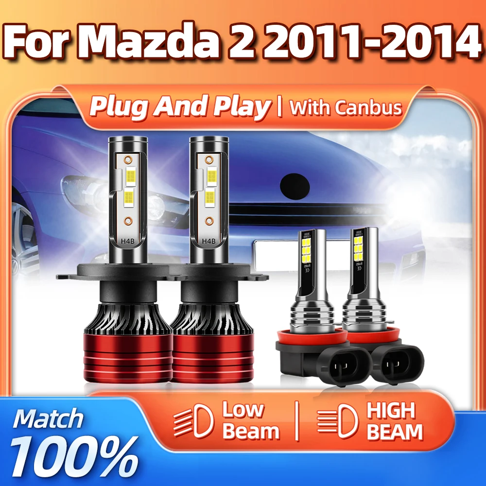 

Car LED Headlight Bulbs 240W 40000LM Canbus Auto Headlamp 12V 6000K White Turbo Fog Lamps For Mazda 2 2011 2012 2013 2014