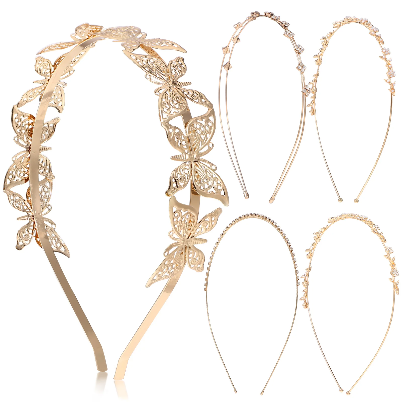 

5Pcs Metal Headband Decorative Headdress Golden Headband Girl Headbands Golden Headbands