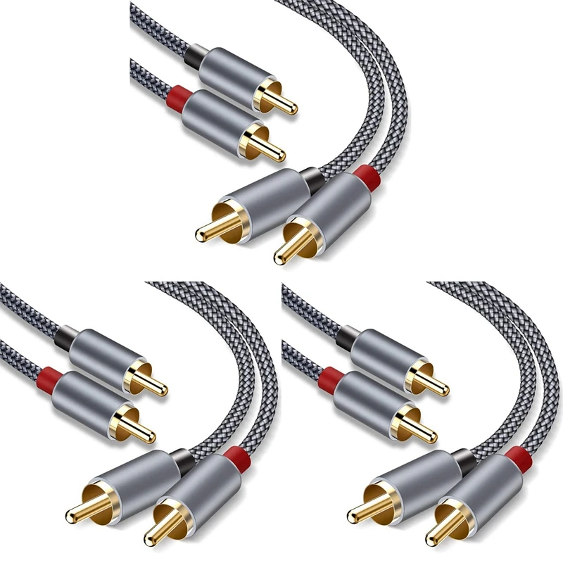 

3X RCA Stereo Cable, [6Ft/1.8M, Dual Shielded Gold-Plated] 2RCA Male To 2RCA Male Stereo Audio Cable For Home Theater