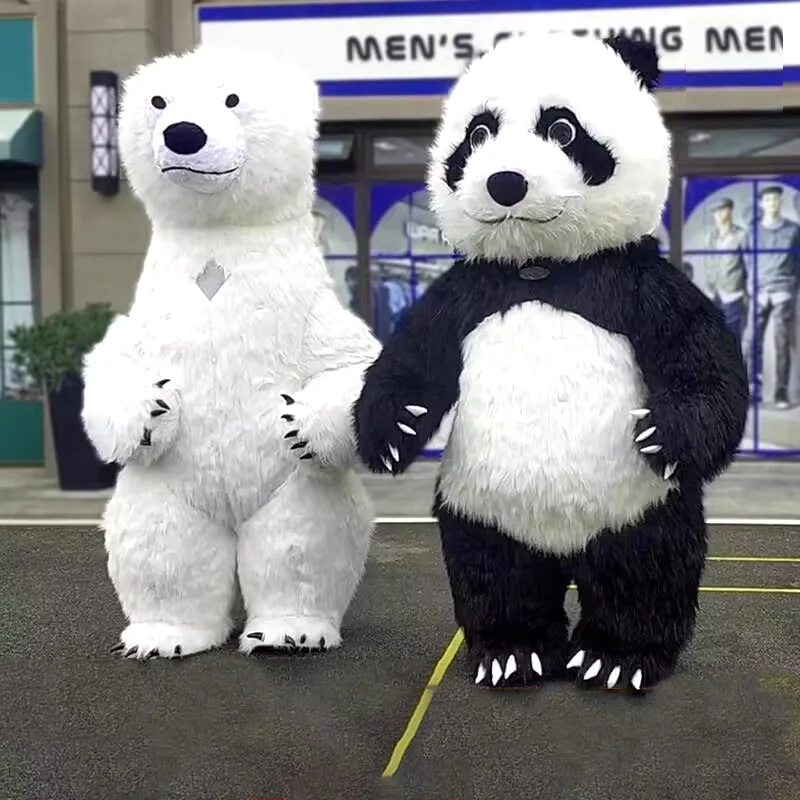 

Party Cute Plush Giant Panda Polar Bear Inflatable Mascot Costume Christmas Halloween 2.6M3M Walking Inflatable Cosplay Set