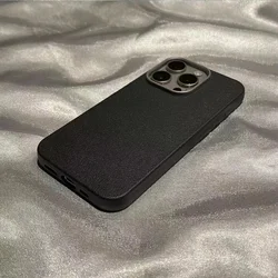 Premium Matte Leather Shockproof Phone Case with Soft Silicone Protection - iPhone 16 Pro Max (Black)