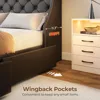 Queen Bed Frame with LED Lights and Charging Station, PU Leather Bed with Drawers, Wooden Slats, Noise Free,  Bed Frame 6