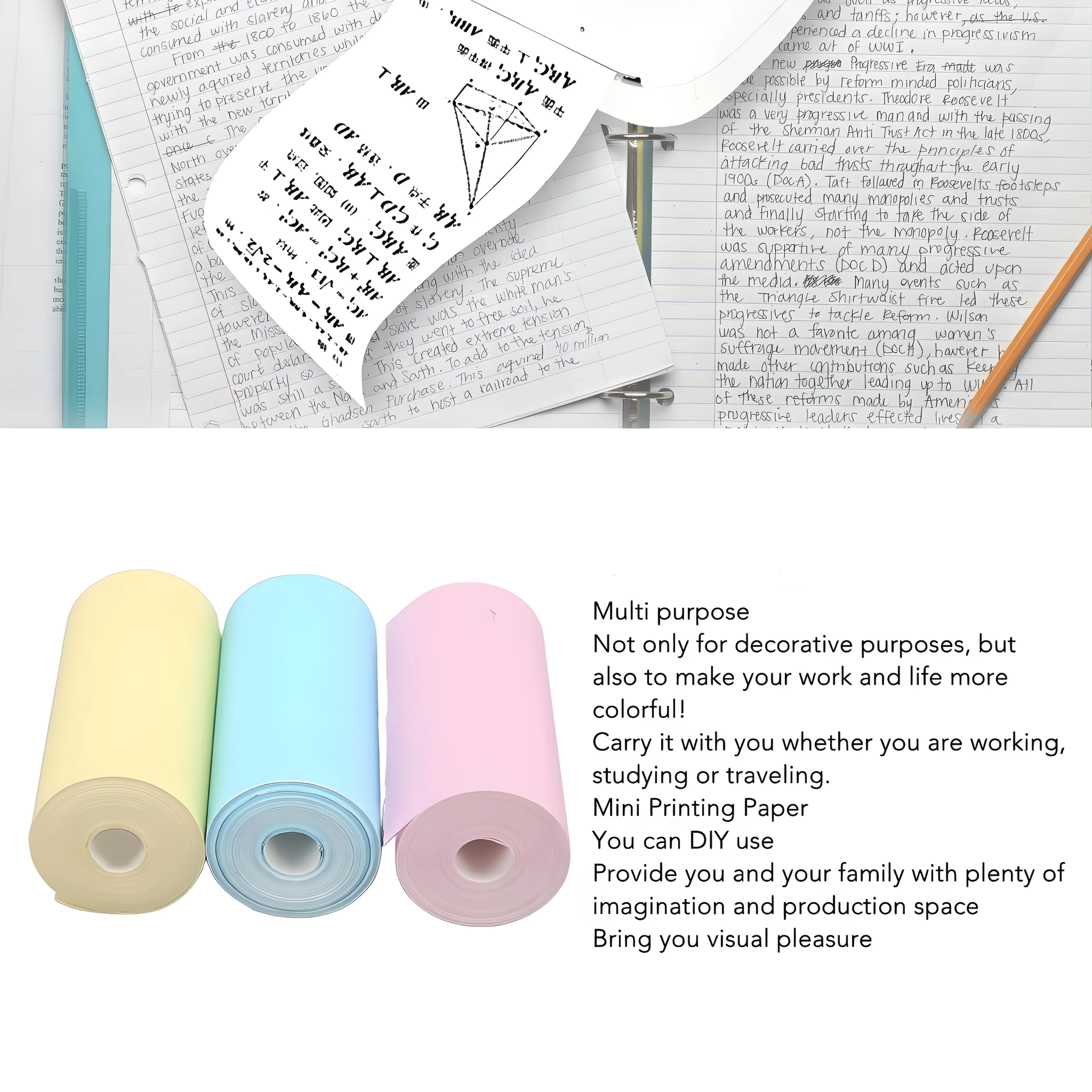 컬러 미니 감열 프린터 용지, 12롤 즉석 카메라 리필 용지, 대부분의 즉석 카메라용 휴대용 감열 영수증 용지
