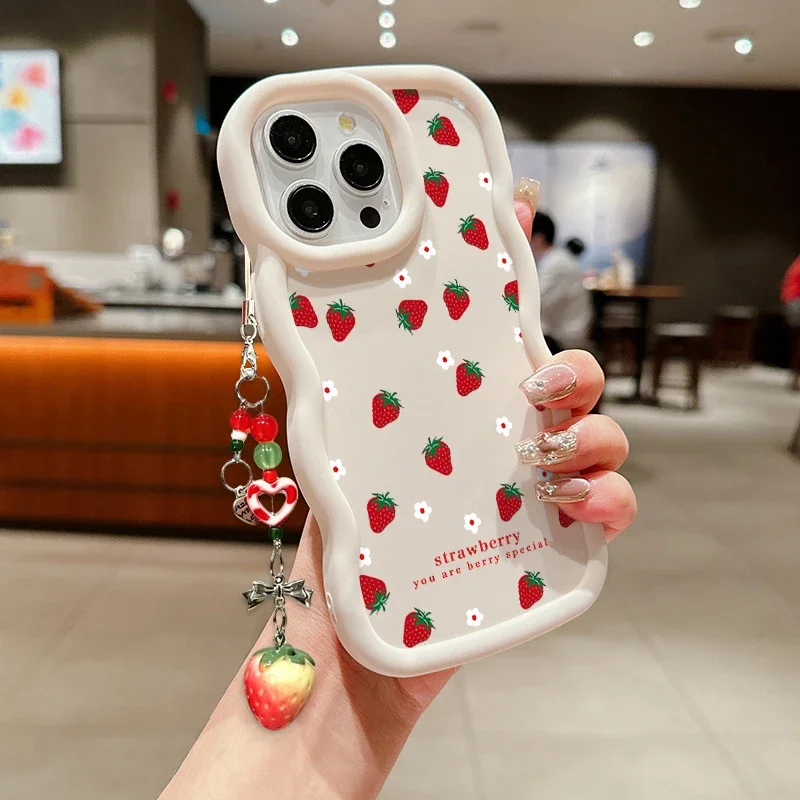 Colorful Strawberry Pendant Phone Case Cover
