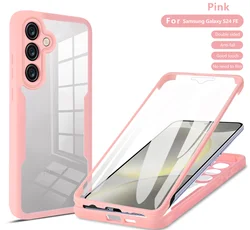 Enhanced Shockproof Case with Clear Screen Protector and Silicone Bumper - Galaxy S24 FE (QC360 - Pink)