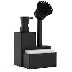 Stylish Matte Black Kitchen Sink Organizer Set with Soap Dispenser - 320l (Black)