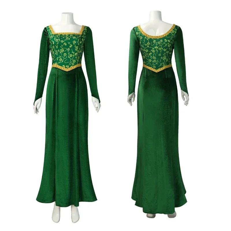 Costume Cosplay Brank Princess Fiona Dress Halloween Fancy Green Dress Fantasy Party Suit Roleplay Per Travestimento Donna Adulta