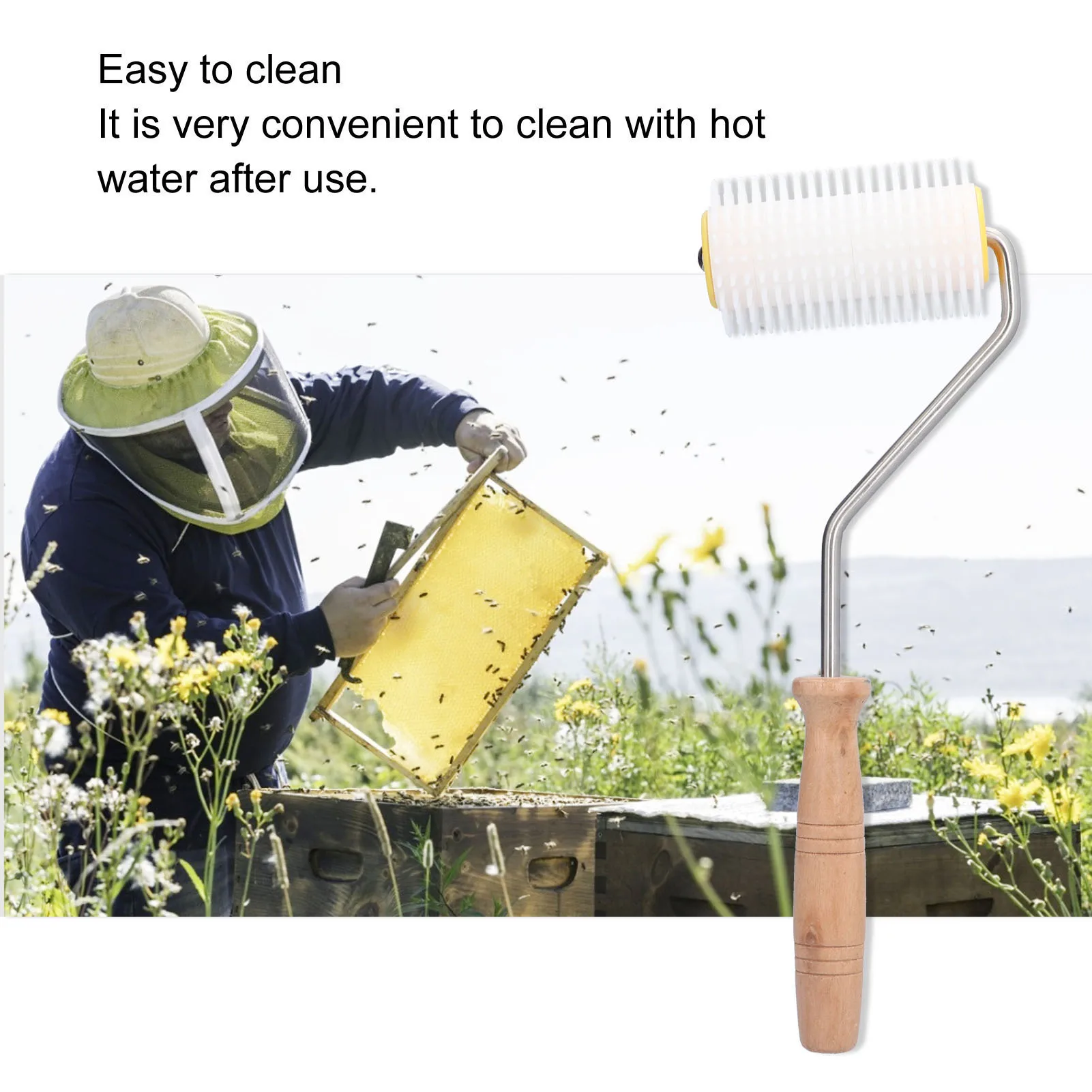 Honey Uncapping Roller with Wooden Handle Beehive Extracting Roller Beekeeping Tool beekeeping tools beekeeping accessories