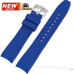 Versatile Silicone Watch Band in 20mm and 22mm Sizes - Durable Rubber Strap - 22mm (Blue Silver)