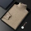 100% Pure Cashmere Wool Turtleneck Sweaters For Men Pullover 2023 Autumn Winter Soft lightweight Warm Knitted Sweater Pull Homme 1