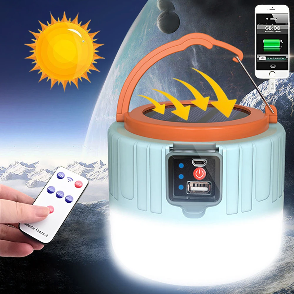 

Solar LED Camping Lights USB Rechargeable Bulb Tente Familiale Camping Lamp Portable Flashlight Lanterns Outdoor Emergency Light