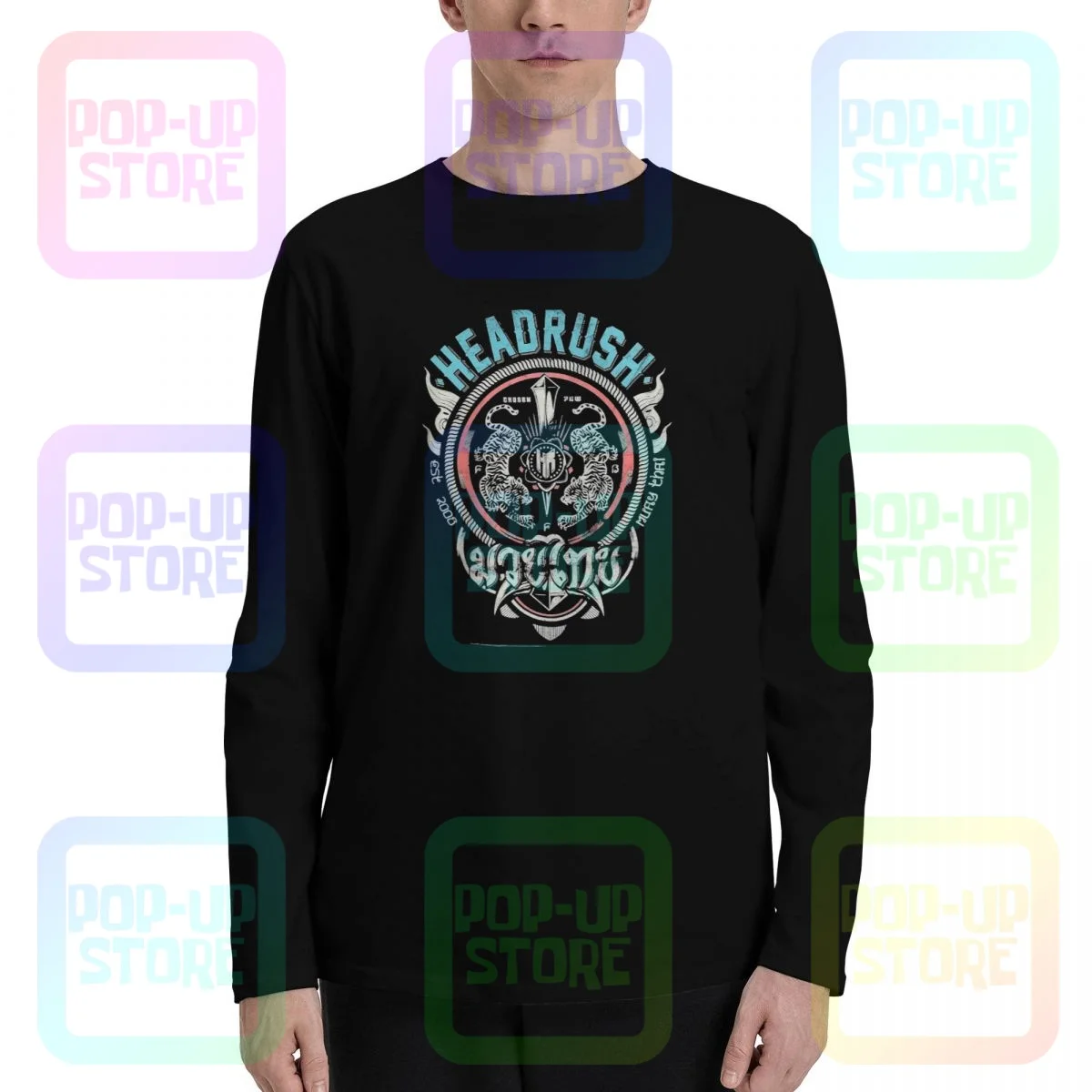 Headrush Mens Muay Thai 2.0 T-Shirt A Maniche Lunghe T-Shirt Tee Nuova Vendita Calda Classica Quotidiana