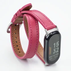 Premium Leather Strap for Mi Band Sports Bracelet - Stylish Replacement Wristband (RosePink)