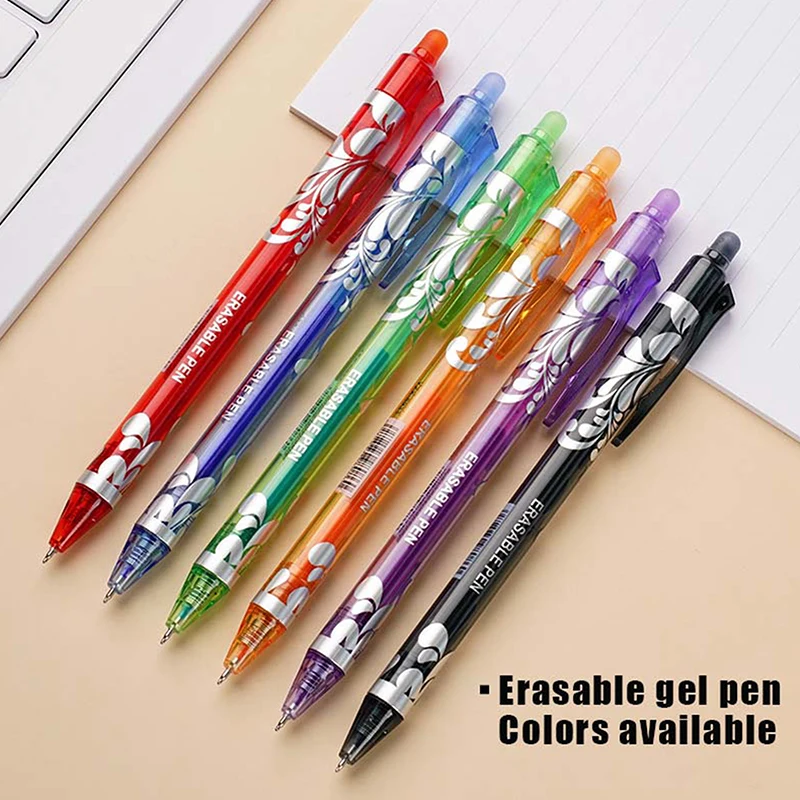 6 Penne Cancellabili Retrattili Colorate - Punta 0,5 Mm, Inchiostro Gel Fluido, Con Gomma, Per Scuola E Ufficio (6 Colori) - 3
